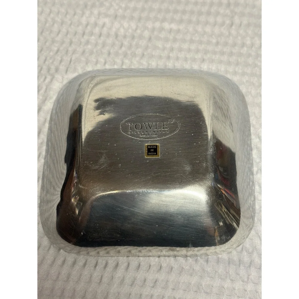 Towle Silversmith Aluminum Silverplate Square Serving Bowl Mother of Pearl Inlay